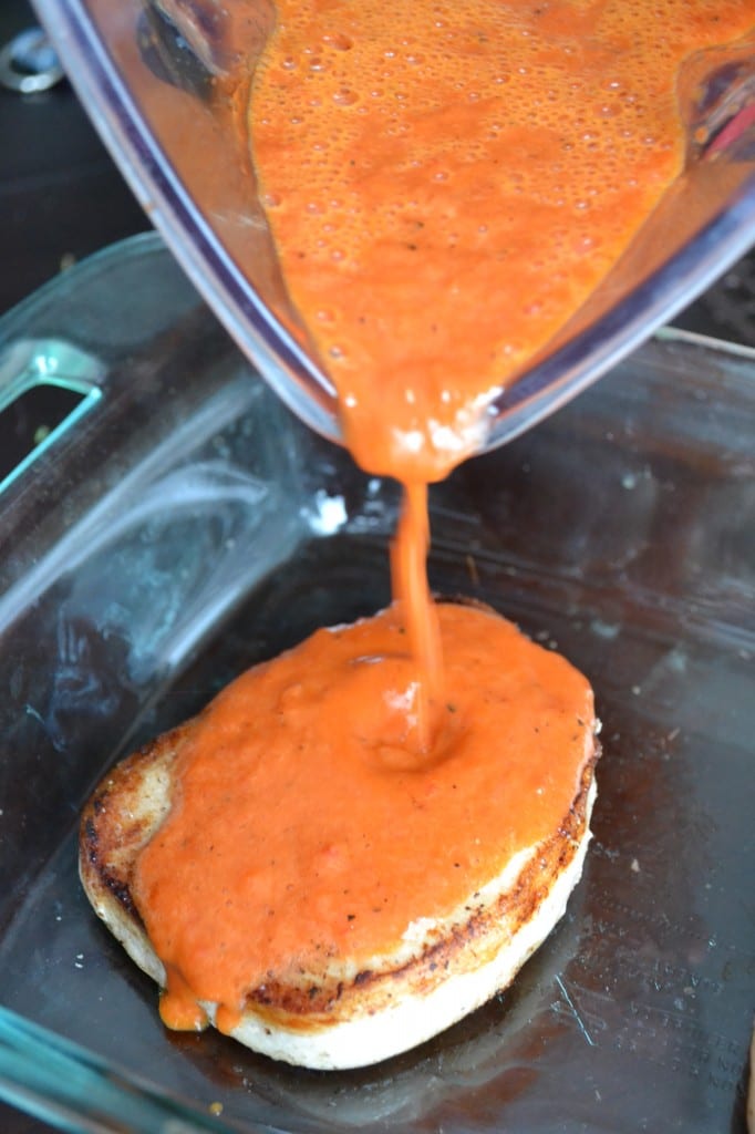 Pour Spicy Sesame Sauce on Pork