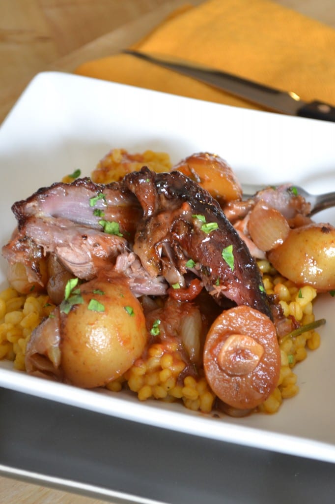 Lamb Shank Stew over Barley Off the Bone