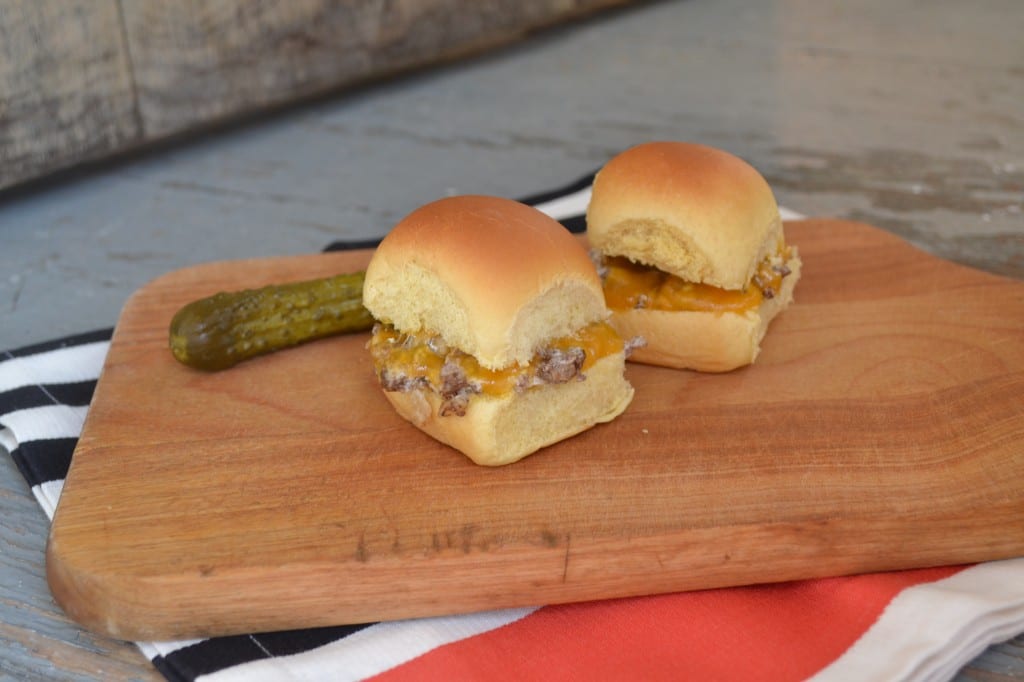 Mini White Castle Burgers and A Pickle