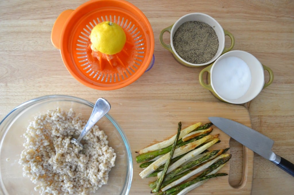 Cooked Barley and Roasted Asparagus