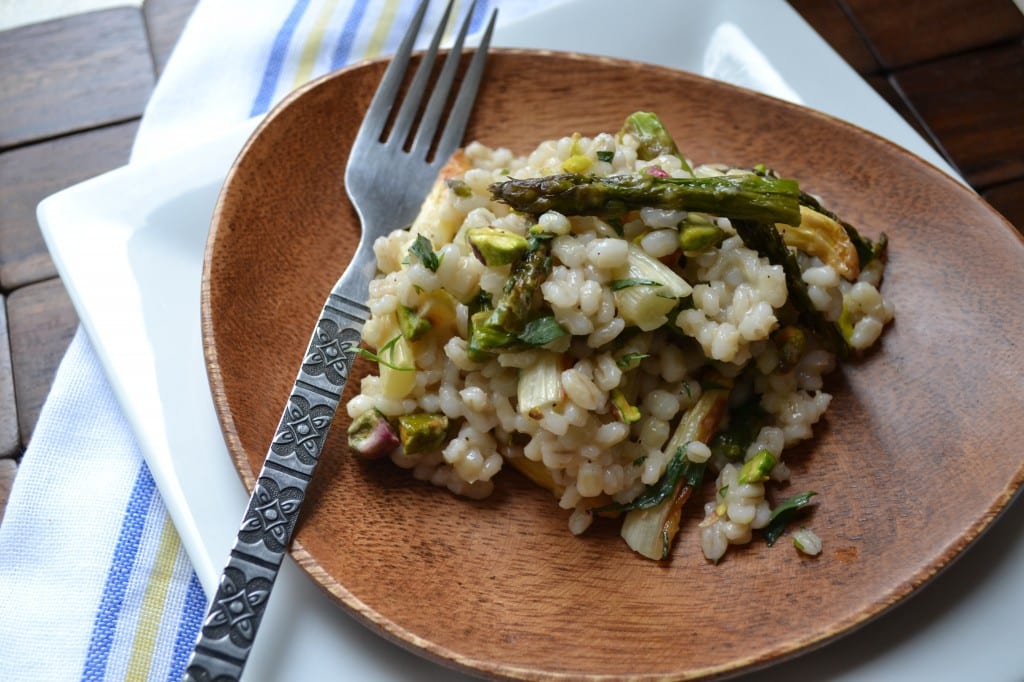 Asparagus and Barley Pilaf with Toasted Pistachios