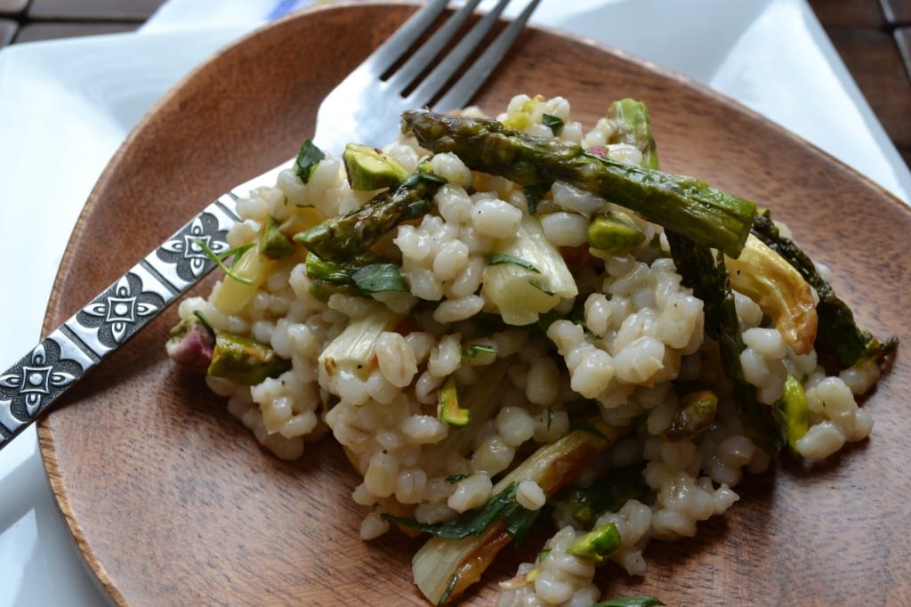 Asparagus and Barley Pilaf with Toasted Pistachios