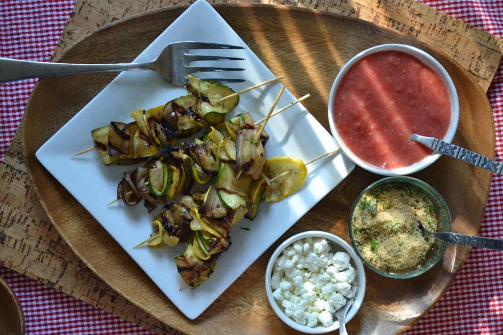 Griled Ratatouille Skewers with Toppings