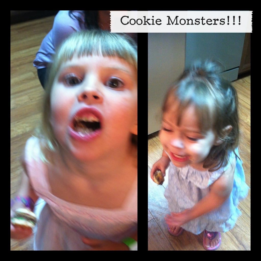 Pictures of a little girl eating a hamburger cookie