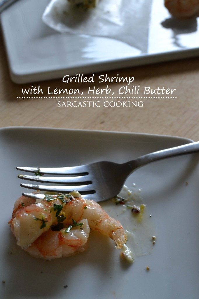 grilled shrimp with lemon, herb, chili butter