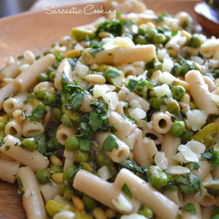 Pea, Asparagus, & Spring Herb Pasta (gluten free) Sarcastic Cooking