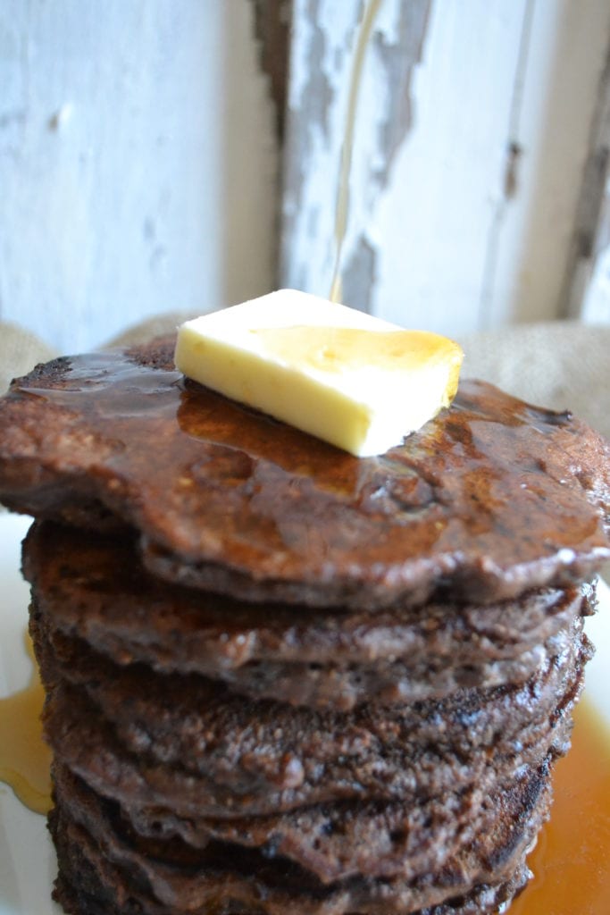 Whole Wheat Chocolate Chocolate Chip Pancakes with Red Eye Syrup Sarcastic Cooking