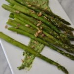 Roasted Asparagus and Sunflower Seeds with Spinach-Walnut Pesto
