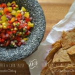 Four Pepper and Corn Salsa with Baked Chili-Lime Tortilla Chips
