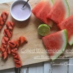 Grilled Watermelon Kebabs with Blueberry-Lime Yogurt Sauce