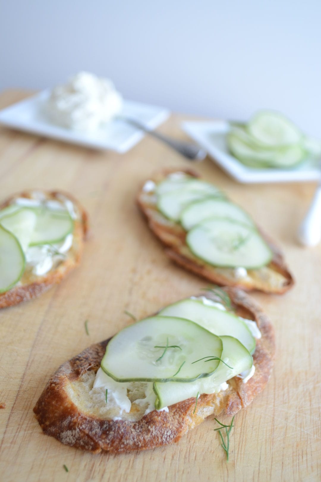 Quick-Pickled Cucumber Crostini with Cream Cheese and Dill | Sarcastic