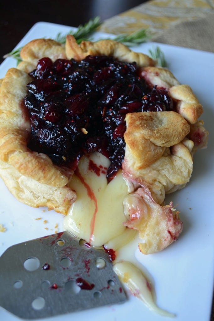 Baked Brie with Balsamic Rosemary Cranberry Sauce