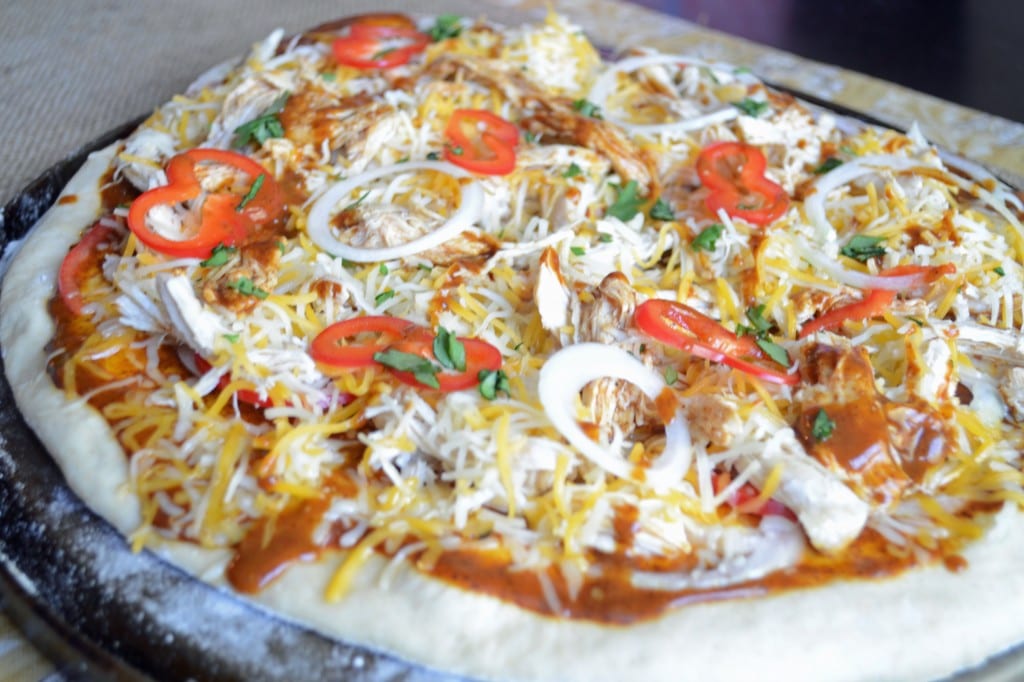 Enchilada Pizza ready to be baked