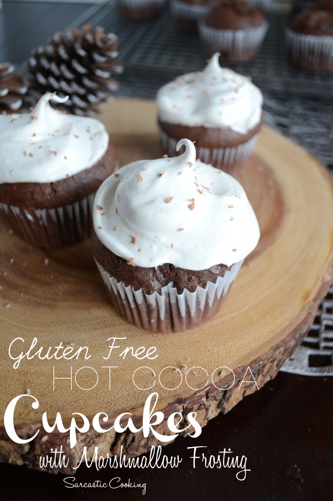 Gluten Free Hot Cocoa Cupcakes with Marshmallow Frosting - Sarcastic Cooking