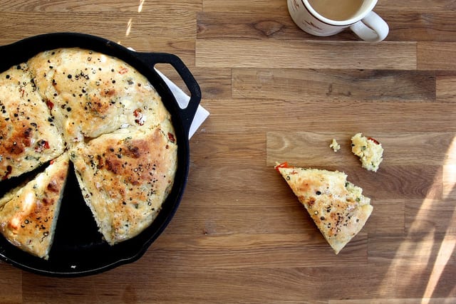 Joy the Baker - Roasted Red Pepper Feta Basil Skillet Scones