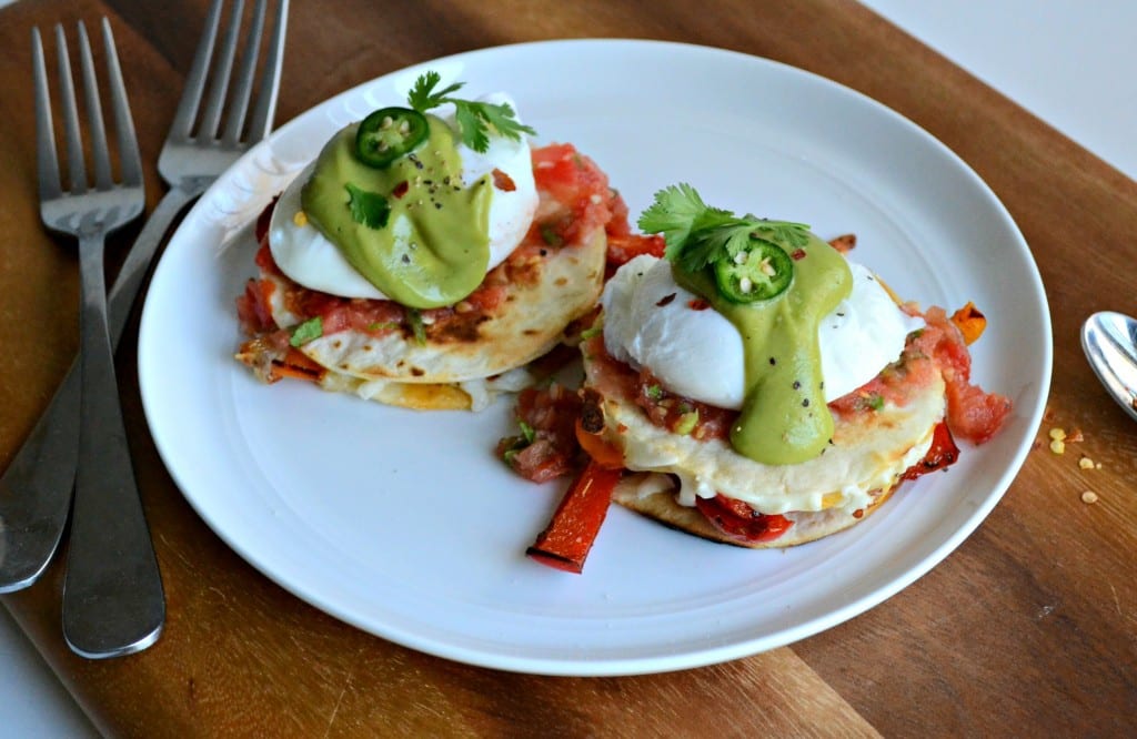 Fajita Vegetable Quesadillas with Poached Eggas and Avocado Hollandaise  Sarcastic Cooking