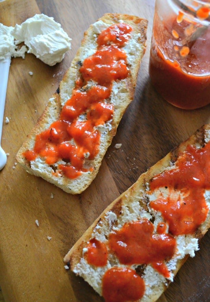 Red Pepper Jam and Goat Cheese Bruschetta