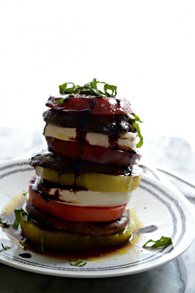 Grilled Portabello and Heirloom Tomato Caprese Stacks