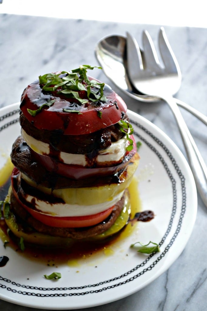 Meatless Monday: Grilled Portabello Mushroom and Heirloom Tomato Caprese Stacks