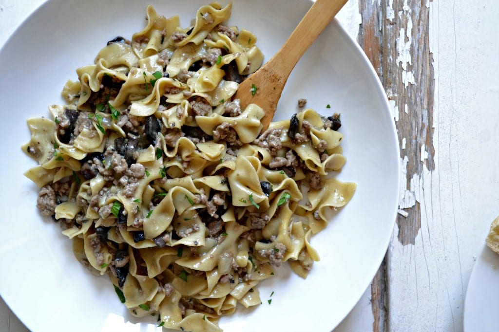 One Skillet Meal: Lighter Turkey and Mushroom Stroganoff