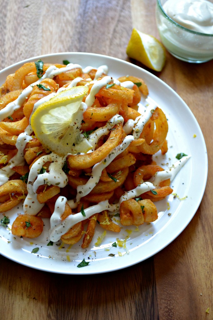 Greek Curly Fries with Whipped Feta | Sarcastic Cooking