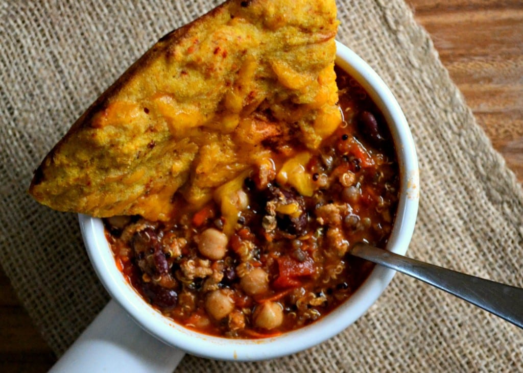 Gluten Free Chipotle Cheddar Pumpkin Cornbread  and Chili