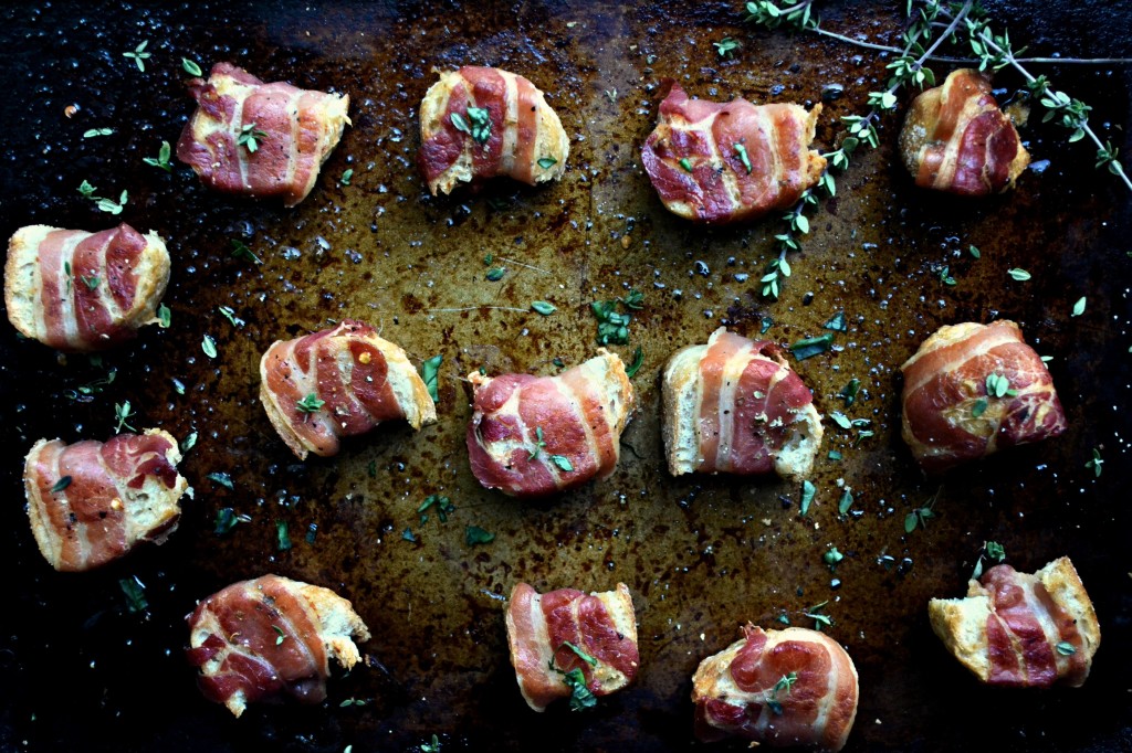 Crispy Pancetta Wrapped Croutons | Sarcastic Cooking