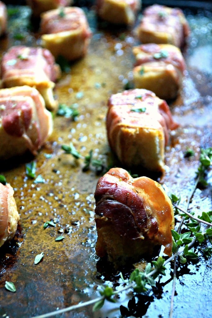 Crispy Pancetta Wrapped Croutons - The perfect topping for your fave soup