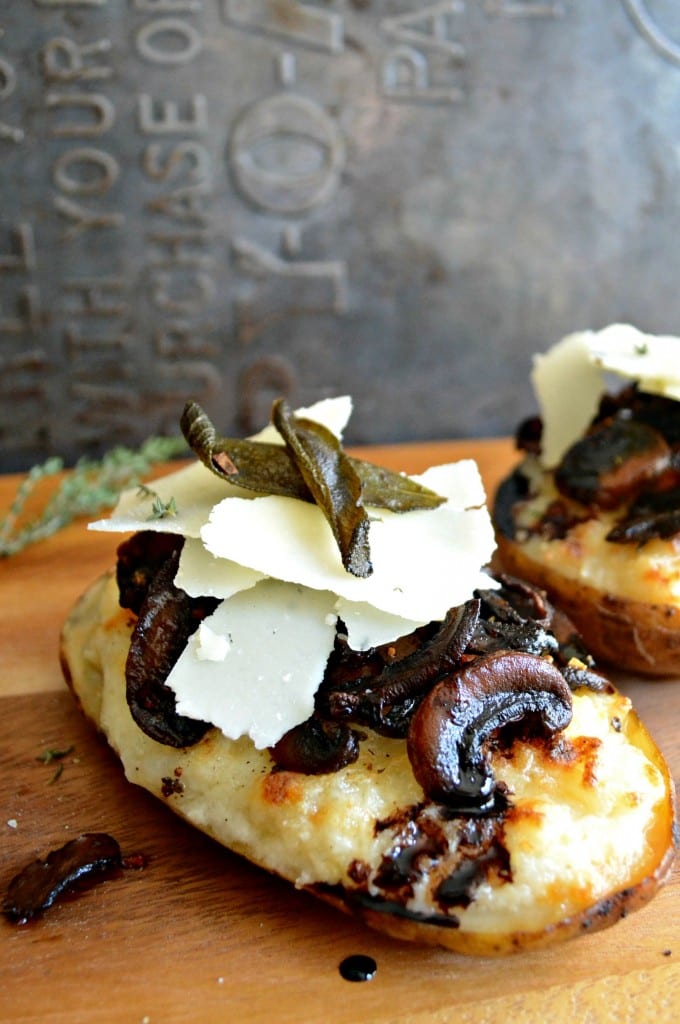 Twice Baked Potatoes with Roasted Herby Mushrooms