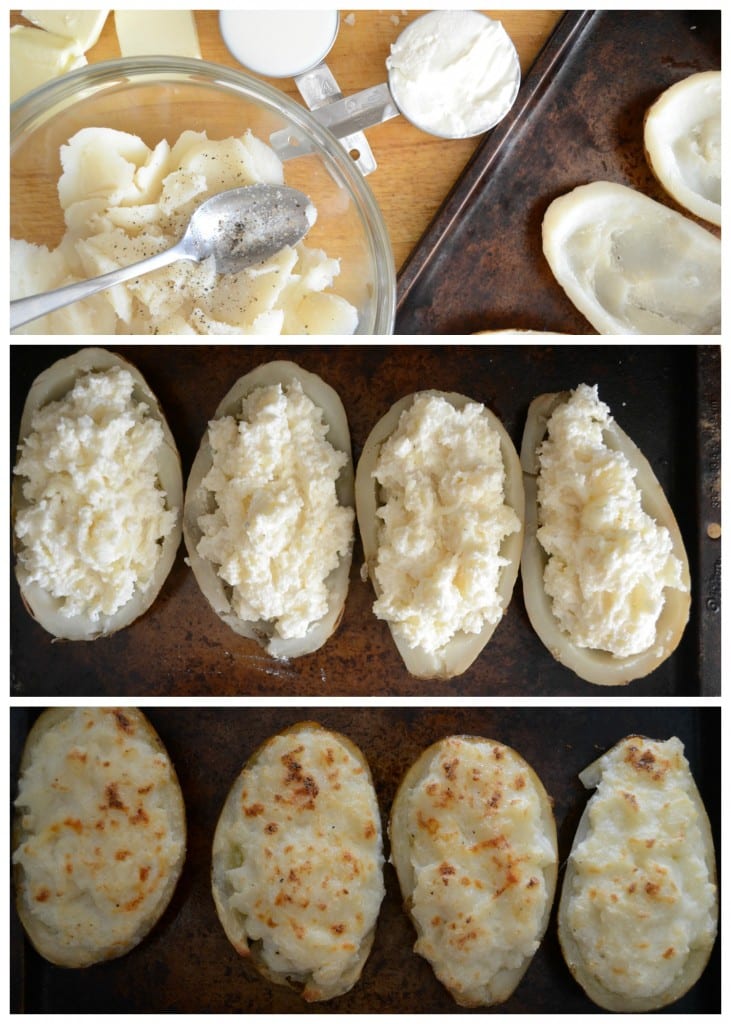 Twice Baked Potato with Crispy Mushrooms Collage