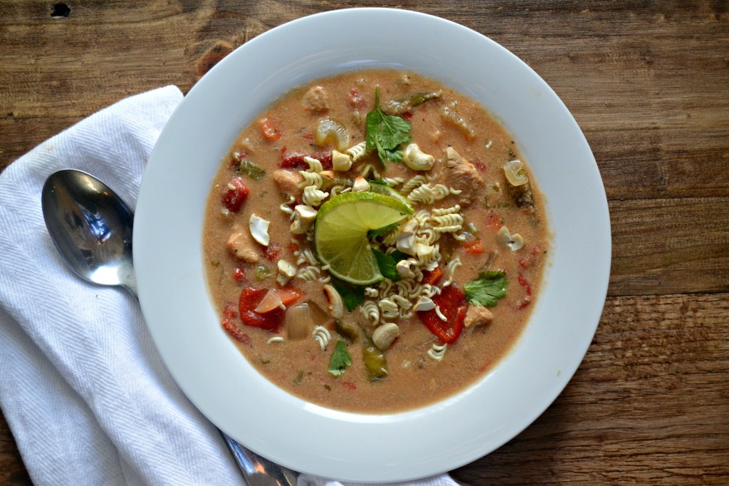 Gluten Free Creamy Slow Cooker Thai Cashew  Chicken Soup -  @sarcasticcook