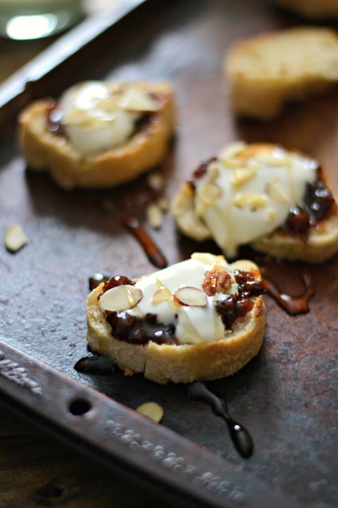 Fig Butter and Honeyed Whipped Goat Cheese Crostini | Sarcastic Cooking