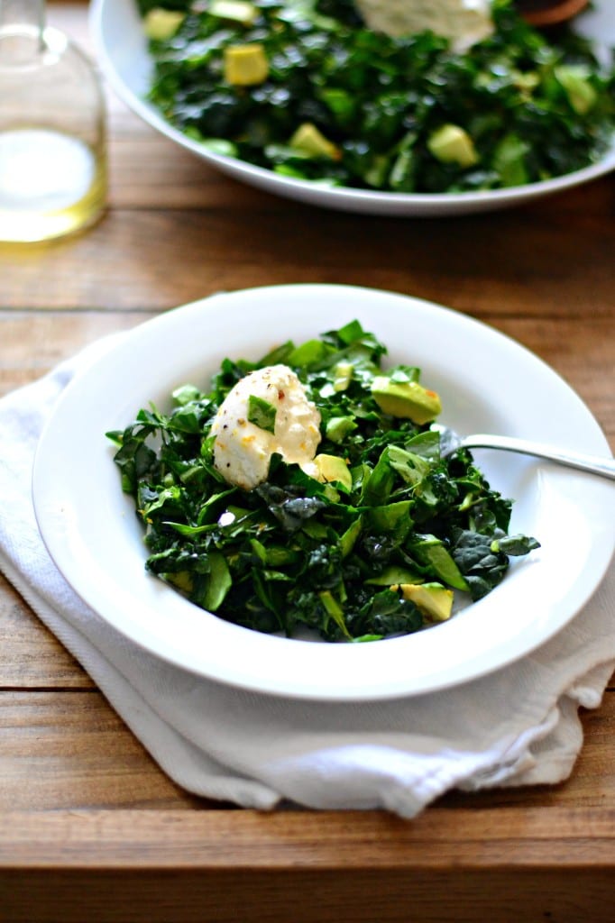 Chopped Kale and Spinach Salad with Avocado and Burrata | Sarcastic Cooking