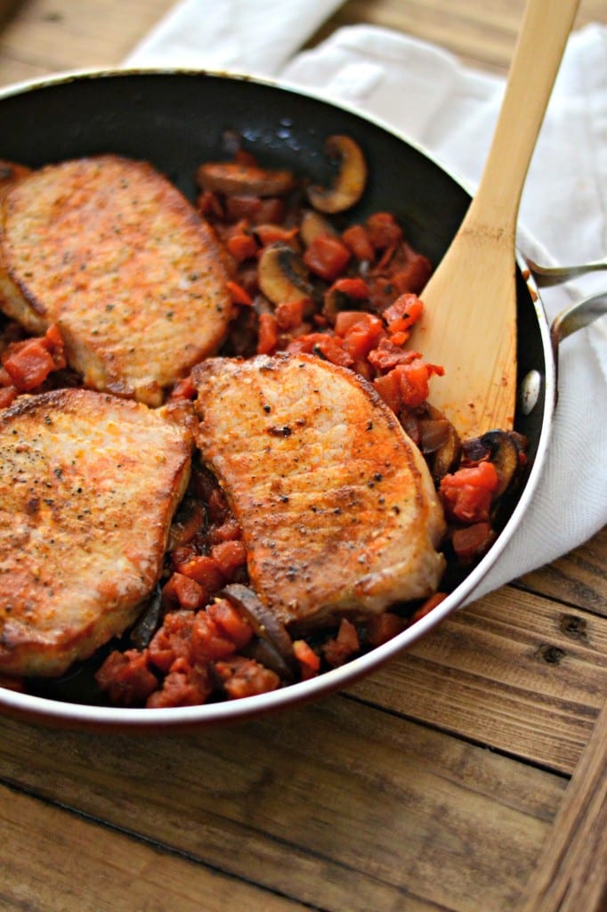 What's for dinner? Mushroom and Tomato Smothered Pork Chops | Sarcastic Cooking