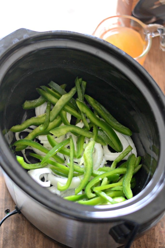 Green Peppers and Onions in Slow Cooker