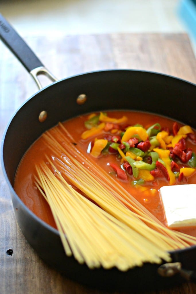 One Pot Creamy Vegetable Enchilada Pasta | Sarcastic Cooking