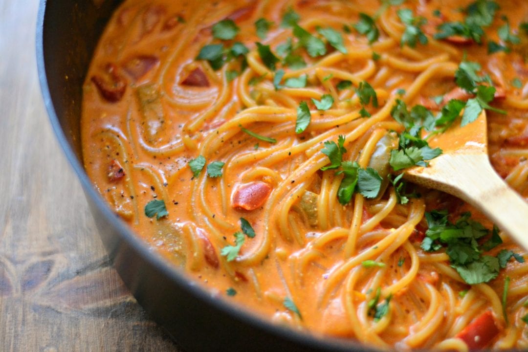 Meatless Monday: Creamy Vegetable Enchilada One Pot Pasta