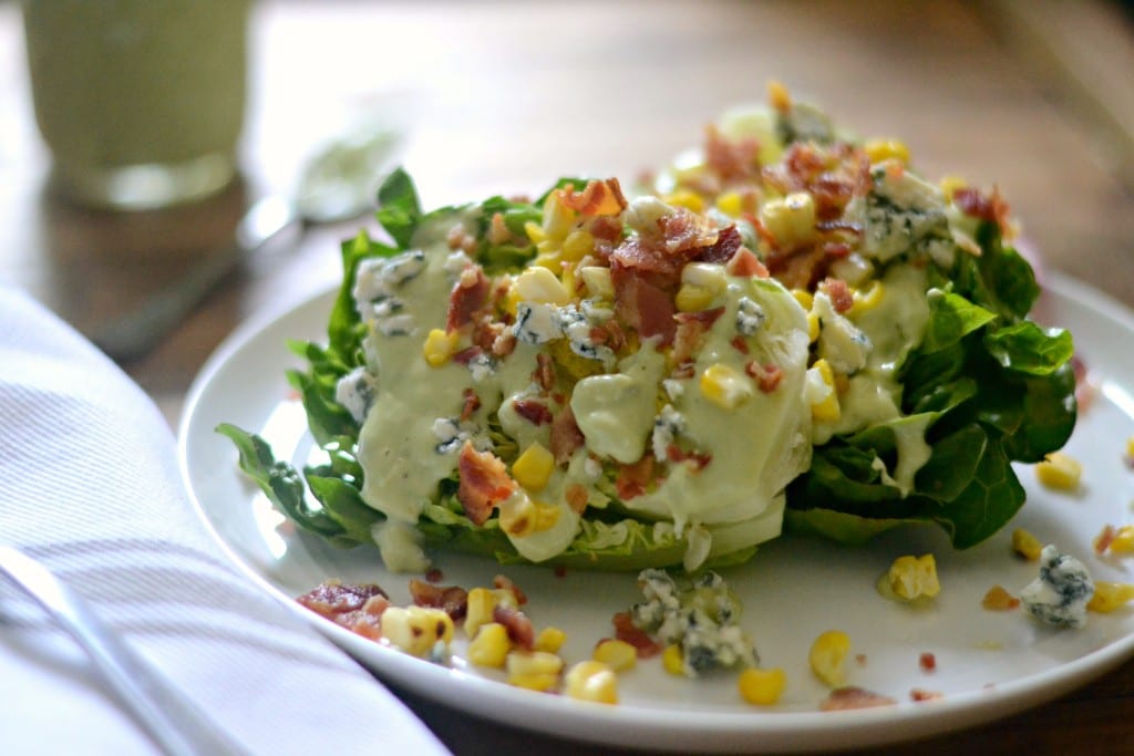 Summer Wedge Salad with Charred Corn and Blue Cheese-Avocado Dressing | Sarcastic Cooking