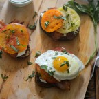Open-Faced Heirloom Tomato and Whipped Feta Breakfast Sandwiches