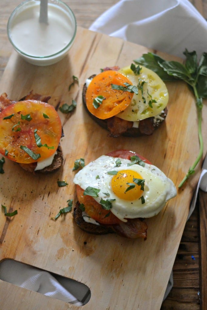 Open-faced Heirloom Tomato and Whipped Feta Breakfast Sandwiches | Sarcastic Cooking