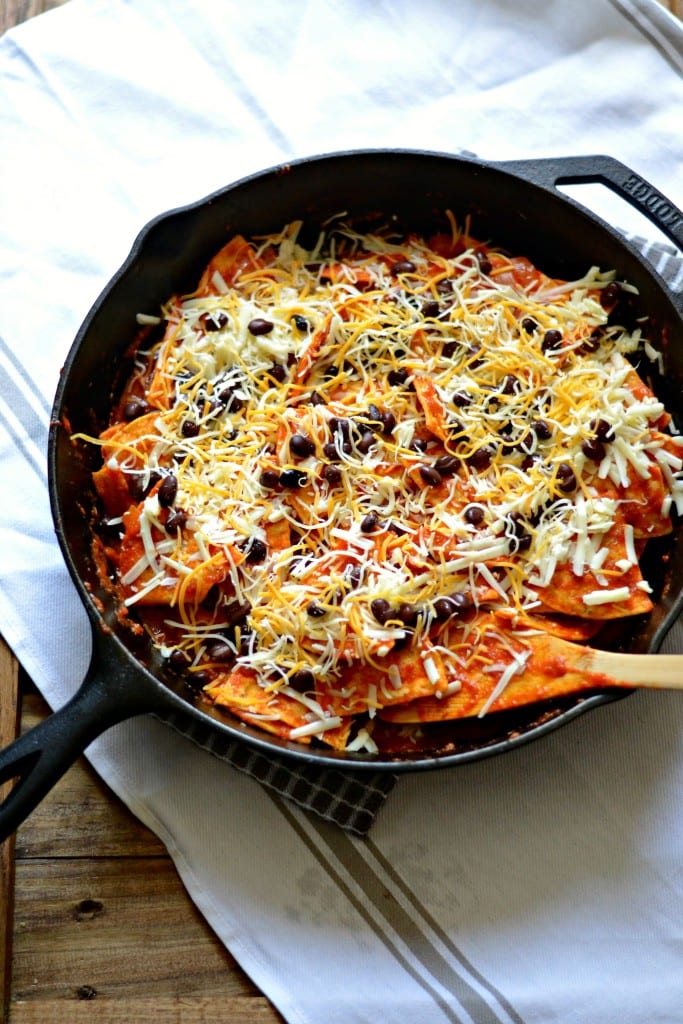 Top Chilaquiles with Beans and Cheese