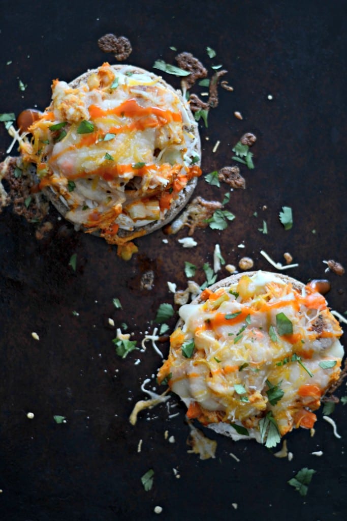 Buffalo Chicken Dip English Muffin Pizzas | Sarcastic Cooking