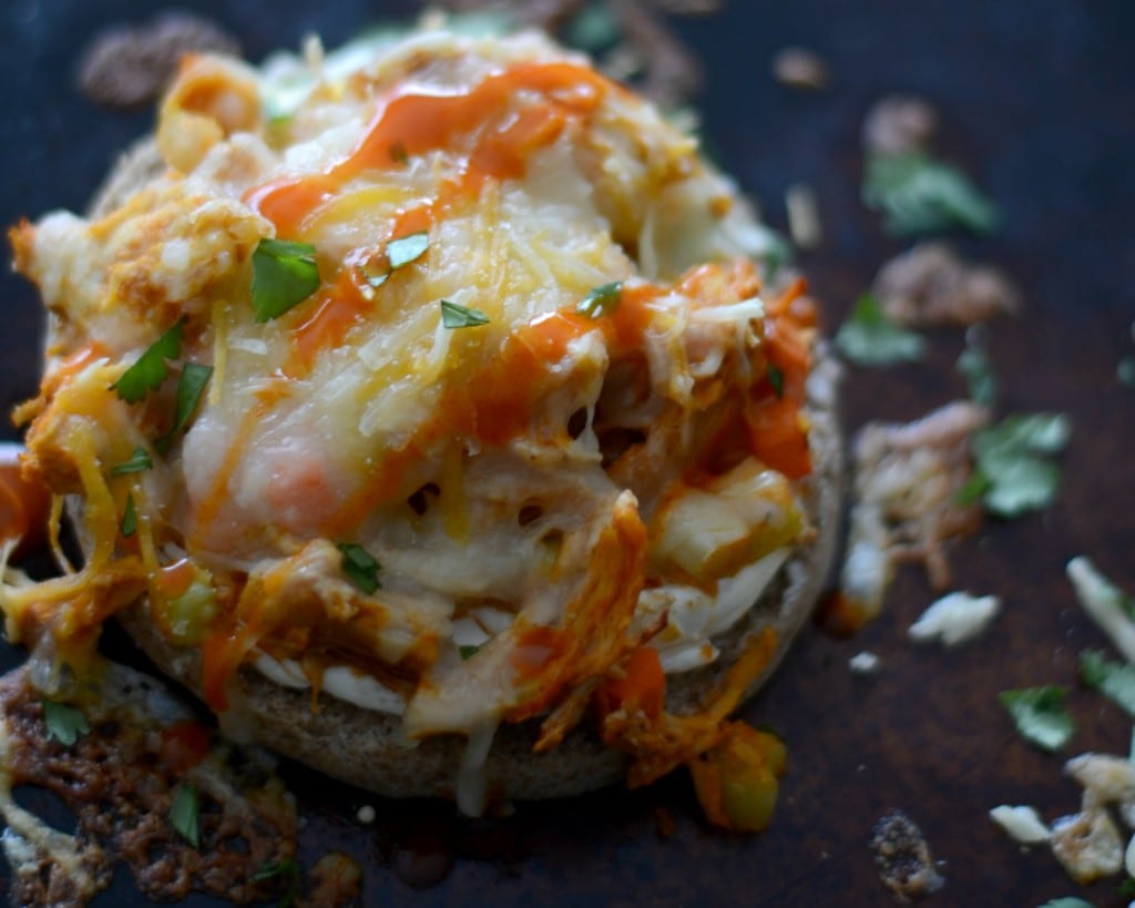 Buffalo Chicken Dip English Muffin Pizzas | Sarcastic Cooking