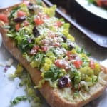 Greek Salad Cheesy Garlic Bread with Lemon Greek Yogurt Dressing