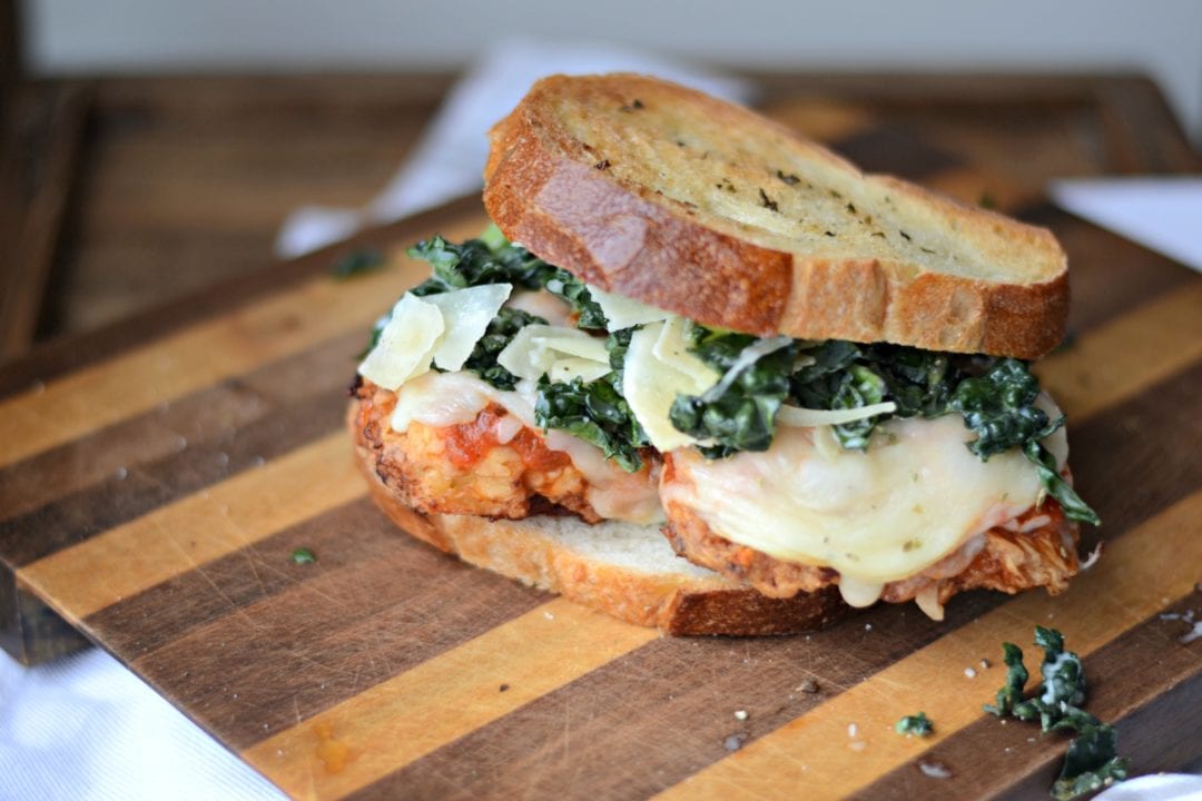 Chicken Parmesan and Kale Caesar Salad Sandwich 