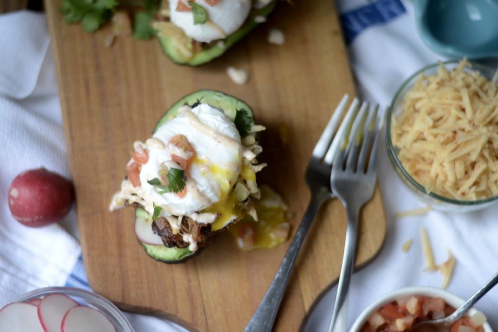 Carnitas Eggs Benedict with Chipotle Crema - Sarcastic Cooking