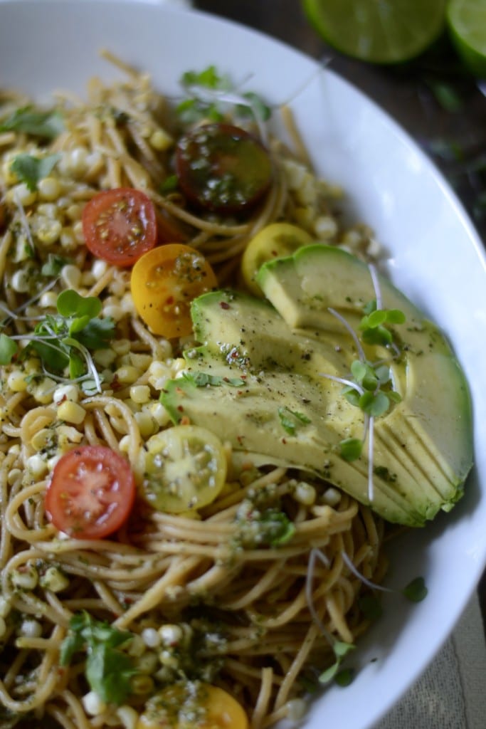 Avocado, Charred Corn, and Heirloom Tomato Pasta | Sarcastic Cooking