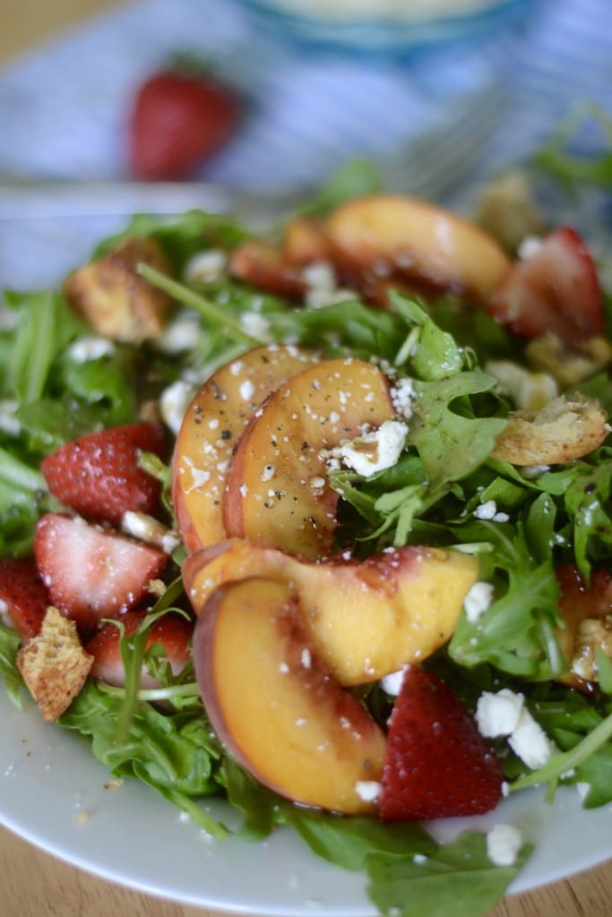 Peach, Strawberry, & Arugula Salad | Sarcastic Cooking