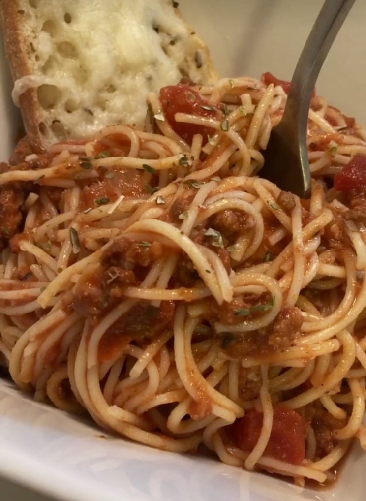 spaghetti with homemade meat sauce