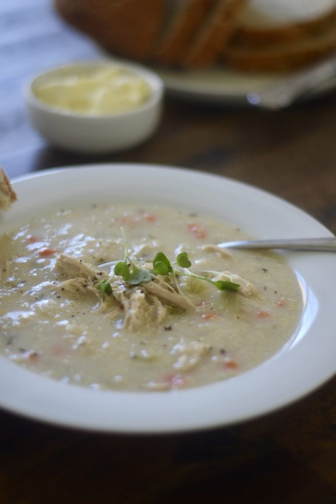 Creamy Lemon Chicken Quinoa Soup | Sarcastic Cooking